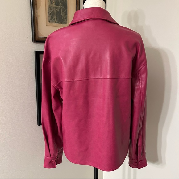 7 For All Mankind Pink Faux Leather Jacket SZ M - Picture 2 of 4